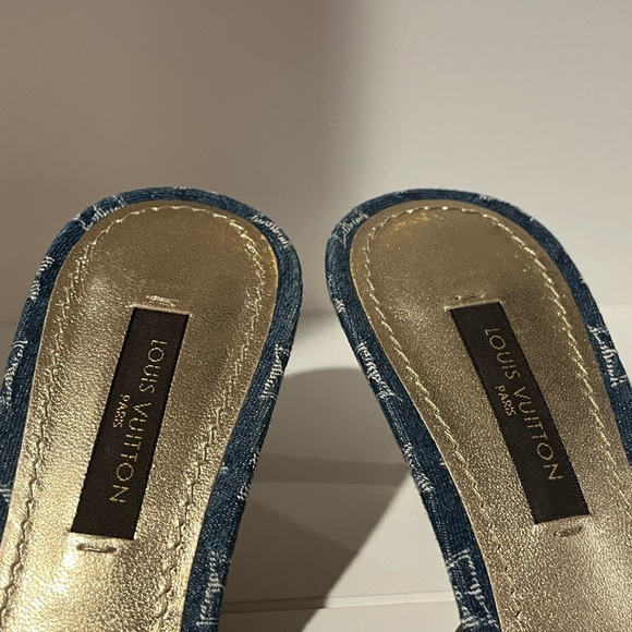 Authentic Vintage Louis Vuitton Denim Floral Kitten Heels - Picture 7 of 10